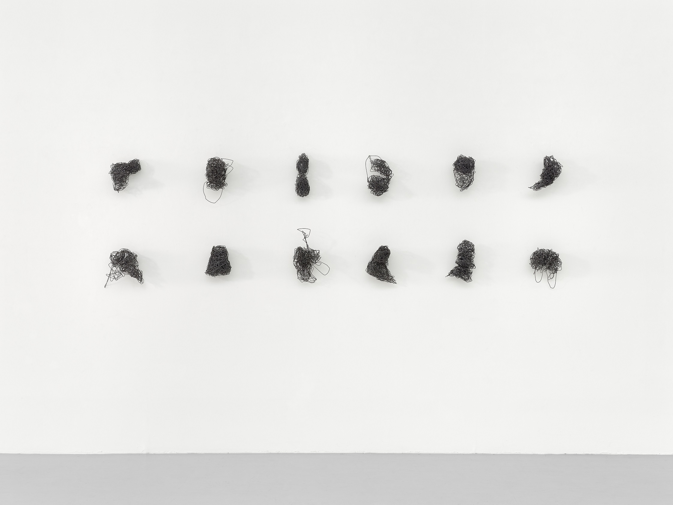„Fragmente“, 2012/14, Eisendraht, ca.25-30x20x12 cm, 12-teilig